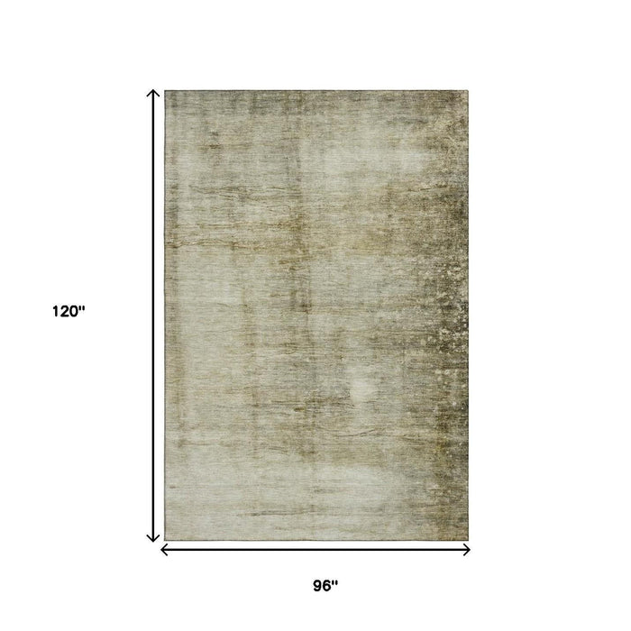 8' X 10' Abstract Washable Area Rug With UV Protection (651122) - Taupe / Beige