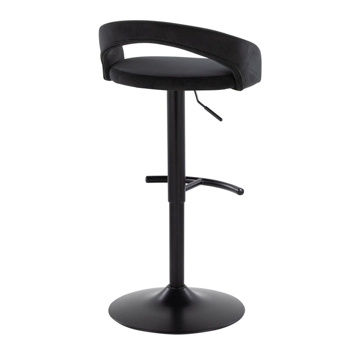 Grotto - Upholstered Adjustable Barstool - Black Metal Base