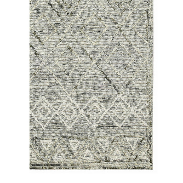 9' X 13' Wool Argyle Hand Hooked Area Rug - Gray