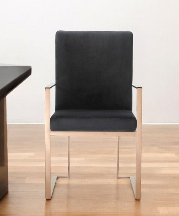Upholstered Fabric Dining Room Arm Chair - Black