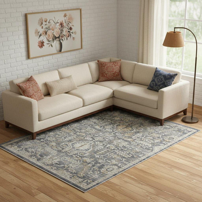 9' X 11' Floral Area Rug (554751) - Gray / Beige
