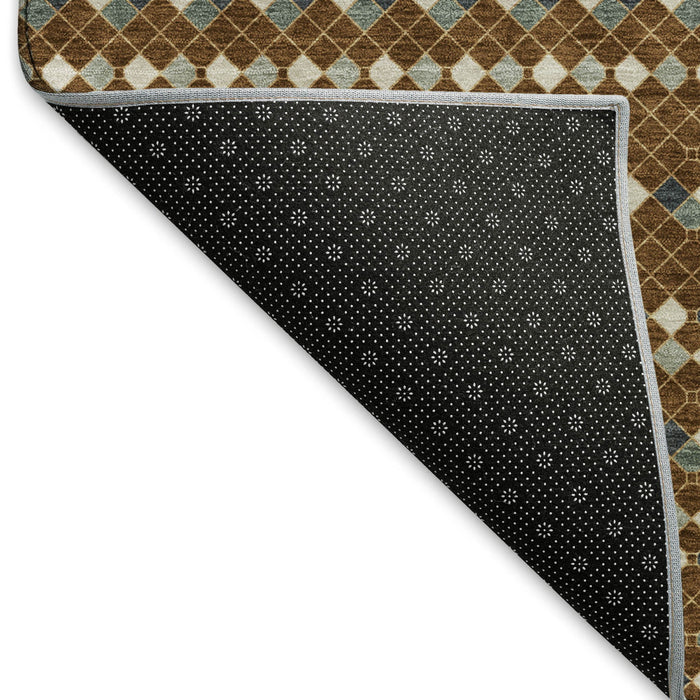 10' X 14' Striped Washable Area Rug With UV Protection (693522) - Brown / Gray / Ivory