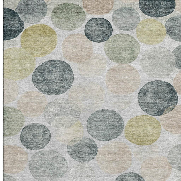 10' X 14' Geometric Washable Area Rug With UV Protection (707395) - Gray / Gold / Silver