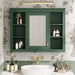 Giga wall-mounted medicine cabinet with mirror, featuring 6 open shelves and adjustable interior storage for bathroom organization.
