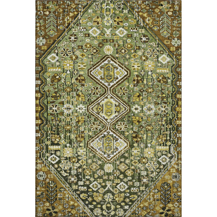 10' X 14' Geometric Washable Area Rug With UV Protection (705167) - Olive Green / Ivory / Brown