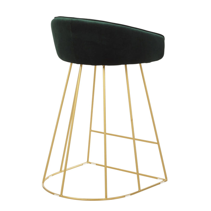 Canary - 26" Counter Stool (Set of 2) - Gold With Green Velvet