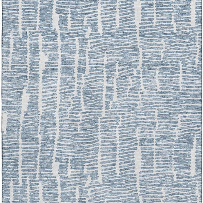 10' X 14' Vermicular Washable Area Rug With UV Protection - Blue And Ivory