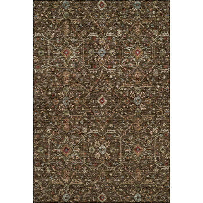 10' X 14' Oriental Washable Area Rug With UV Protection (685444) - Chocolate / Copper / Blue