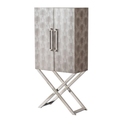 Silver faux leather accent cabinet by Giga featuring a sleek modern design and stylish storage solution.
