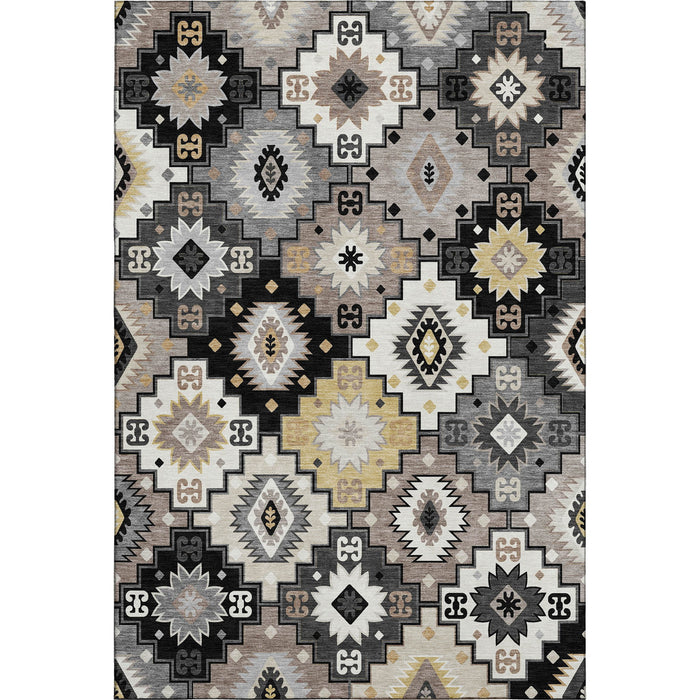 10' X 14' Geometric Washable Area Rug With UV Protection (718641) - Black / Gray