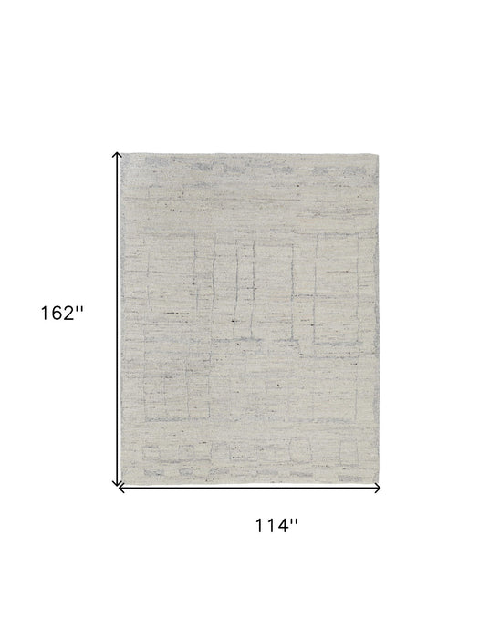 9' x 13' Abstract Hand Woven Worn Faded Area Rug - Gray And Ivory