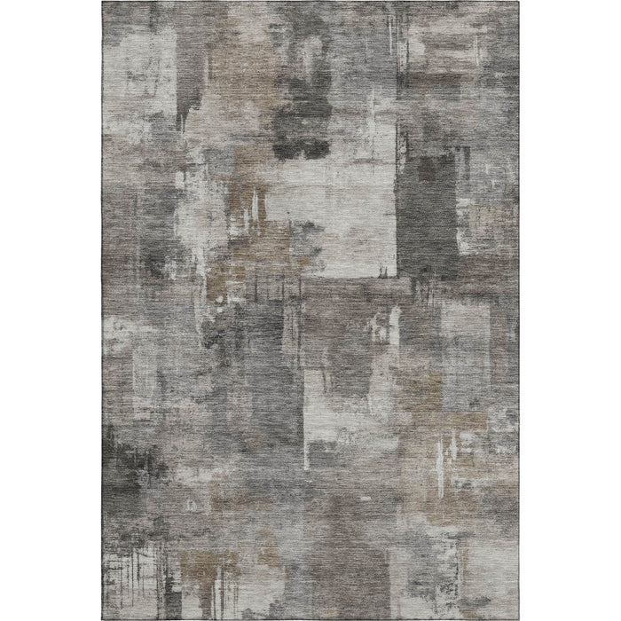 10' X 14' Abstract Washable Area Rug With UV Protection (717050) - Pewter / Gray
