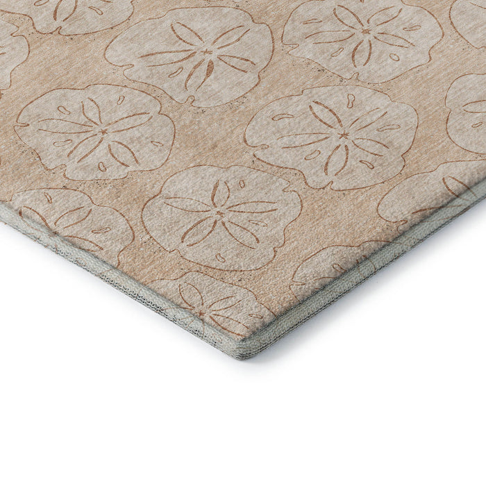 8' Geometric Washable Round Rug With UV Protection (646082) - Apricot / Ivory