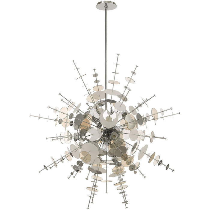 Twelve Light Dimmable Chandelier With Shades - Silver