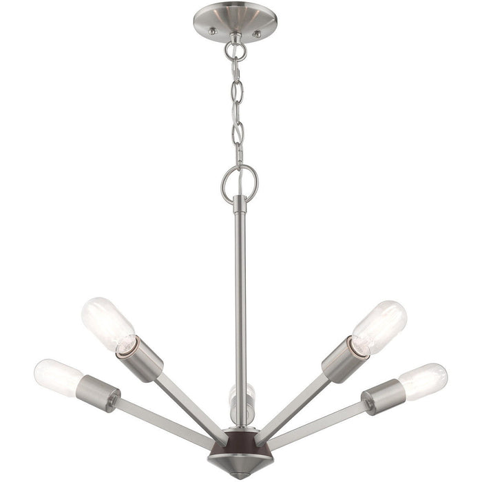 Five-Light 18'' Dimmable Chandelier With Shades - Nickel