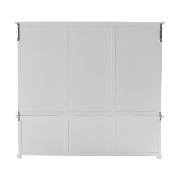 Solid Wood Frame Dining Hutch With Multiple Shelves And Three Drawers - White