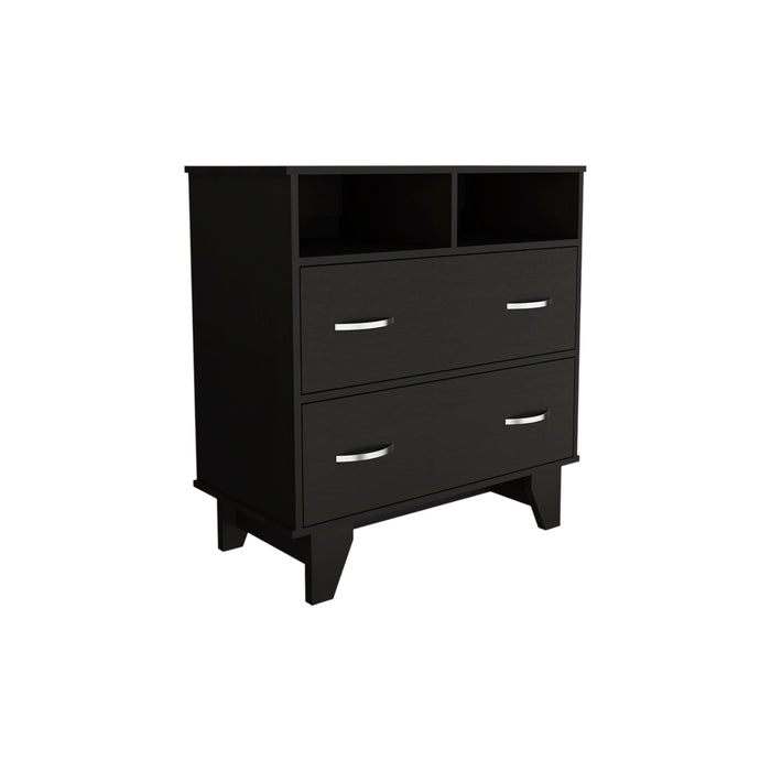 Wood Two Drawer Dresser - Black