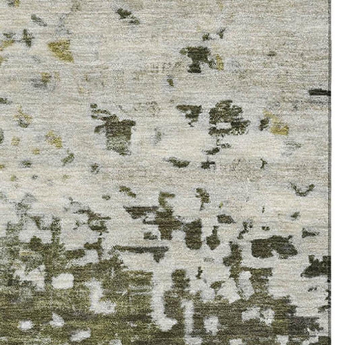 10' X 14' Abstract Washable Area Rug With UV Protection (699658) - Graphite / Green / Ivory