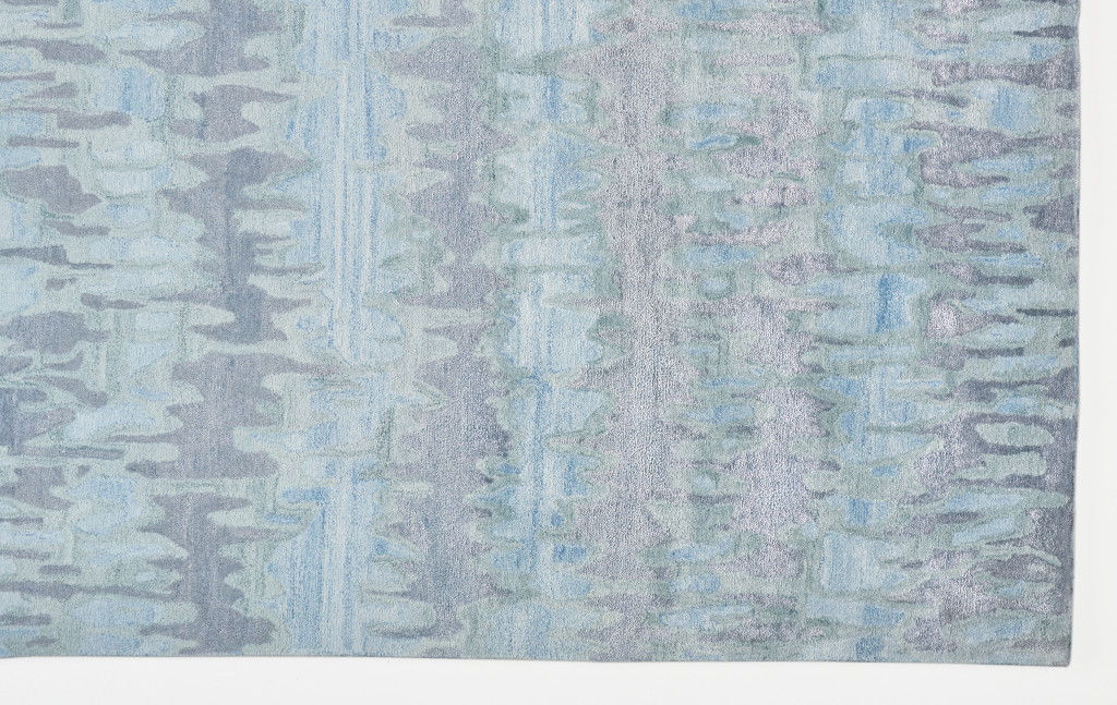 5' x 8' Abstract Tufted Handmade Area Rug - Blue Green And Gray