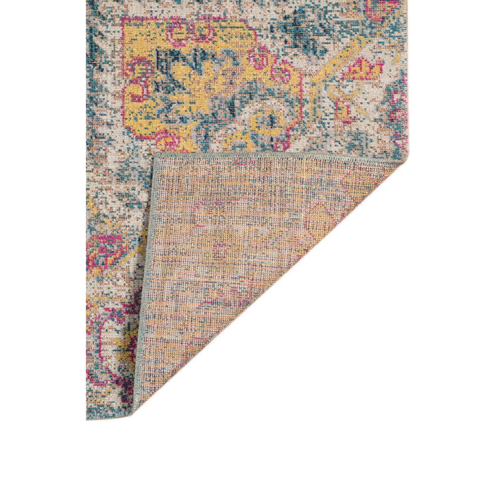 9' x 12' Medallion Power Loom Area Rug - Yellow And Navy