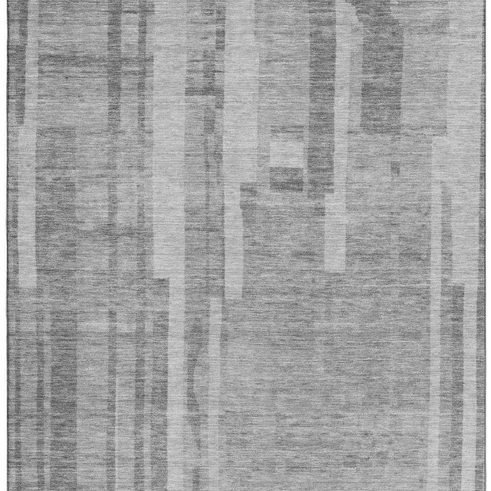 10' X 14' Striped Washable Area Rug With UV Protection (683273) - Gray / Silver