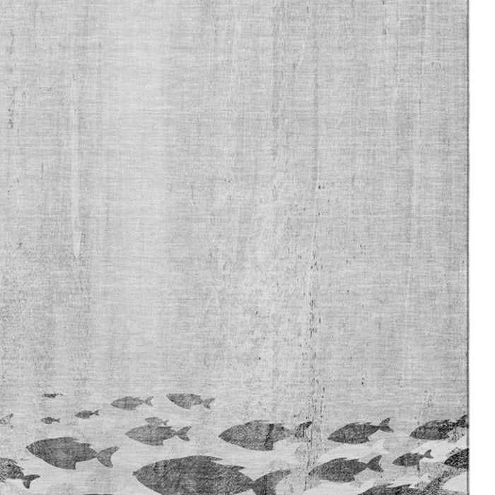 10' X 14' Nautical Washable Area Rug With UV Protection (652785) - Gray / Ivory