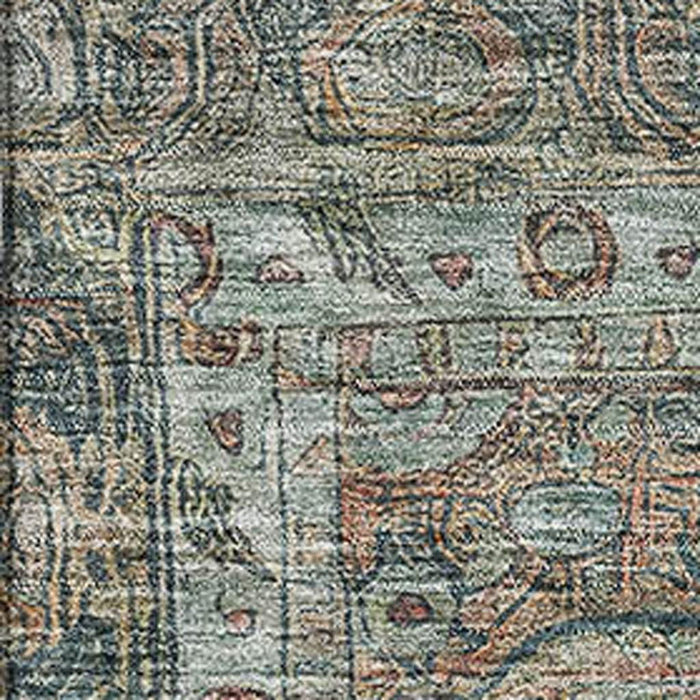 10' X 14' Oriental Washable Area Rug With UV Protection (700577) - Teal / Gray