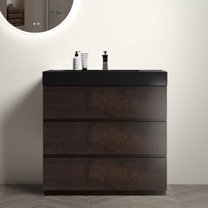 Giga Alice bathroom vanity with large storage, freestanding design, one-piece sink basin without drain or faucet for modern bathrooms.