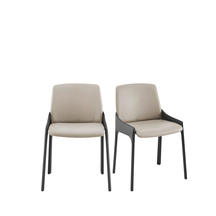 Dining Side Chairs In Leather (Set of 2) - Gray