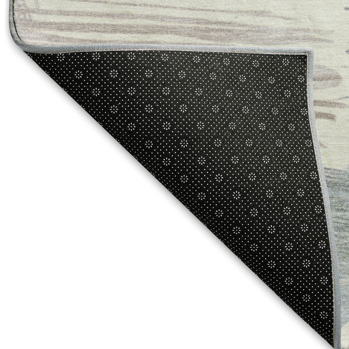 10' X 14' Striped Washable Area Rug With UV Protection (697482) - Ivory / Blue / Taupe