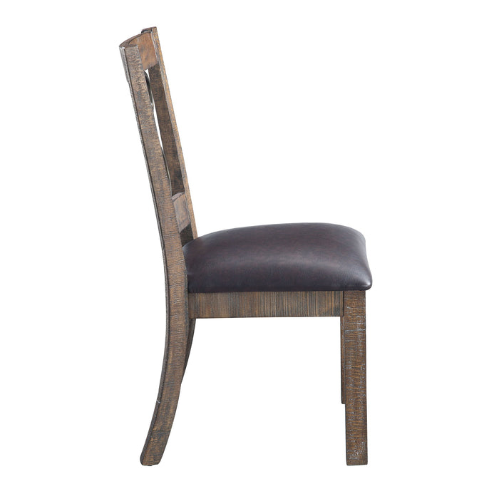Redwood Upholstered Faux Leather Open Back Dining Side Chairs (Set of 2) - Black / Red