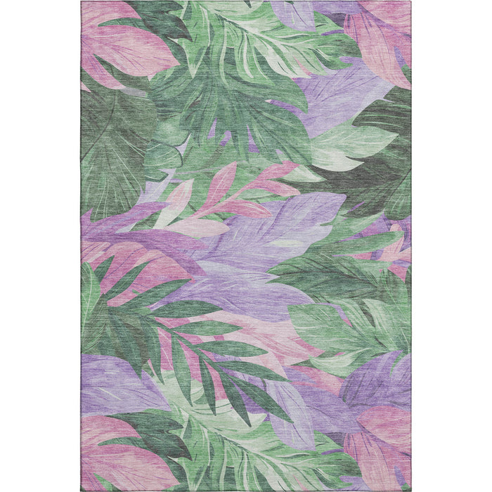 10' X 14' Floral Washable Area Rug With UV Protection (694038) - Sage / Purple / Blush