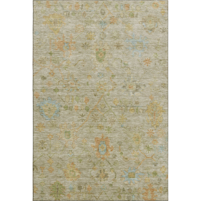 10' X 14' Floral Washable Area Rug With UV Protection (708451) - Sage / Gold / Blue