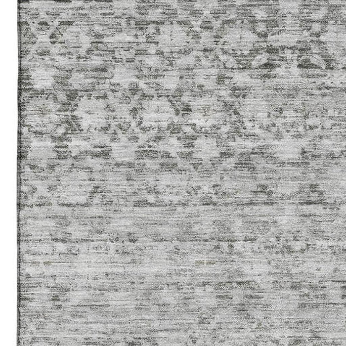 10' X 14' Striped Washable Area Rug With UV Protection (700005) - Gray / Silver