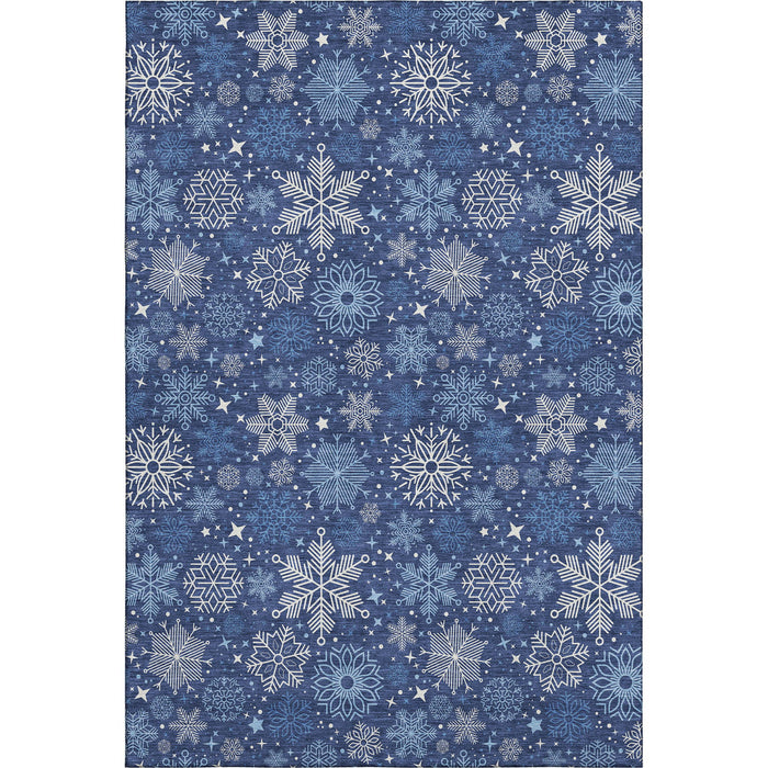 10' X 14' Abstract Geometric Washable Area Rug With UV Protection (702286) - Navy Blue / Ivory