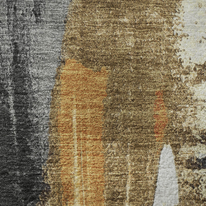 10' X 14' Abstract Washable Area Rug With UV Protection (709950) - Black / Gray / Brown