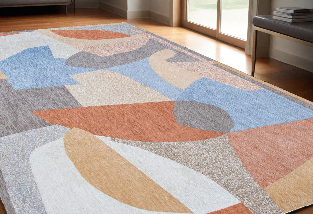 5' x 7' Abstract Non Skid Area Rug - Blue And Gray