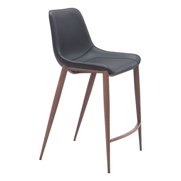 26" Faux Leather And Steel Counter Height Bar Chairs (Set of 2) - Black / Brown