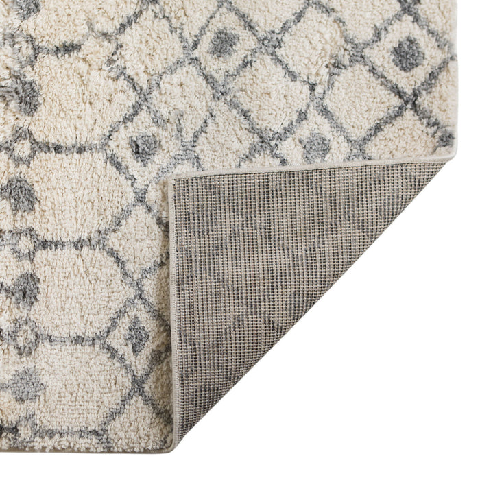 8.3' x 11.5' Geometric Shag Area Rug - Gray And Ivory