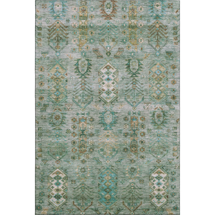10' X 14' Southwestern Washable Area Rug With UV Protection (716479) - Sage / Copper