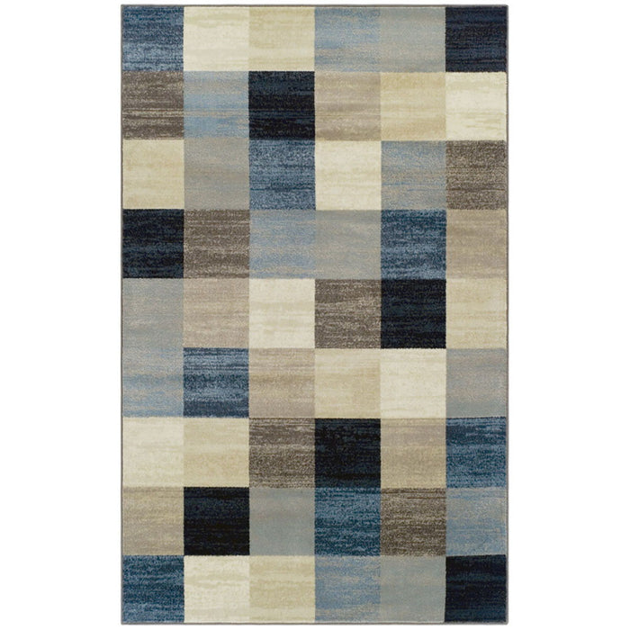 9' x 12' Geometric Power Loom Stain Resistant Area Rug - Majolica Blue