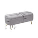 Giga storage ottoman bench with modern camel faux fur upholstery, padded seat, and hidden storage for bedroom or living room.