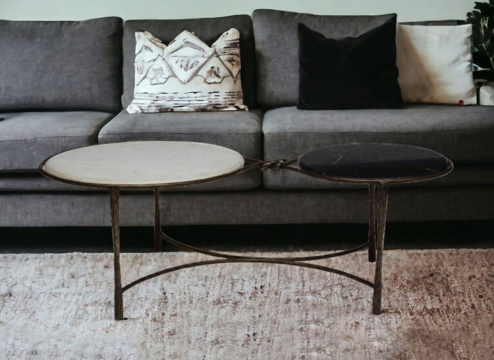 Mid Century Dual Rim Coffee Table - Black and White