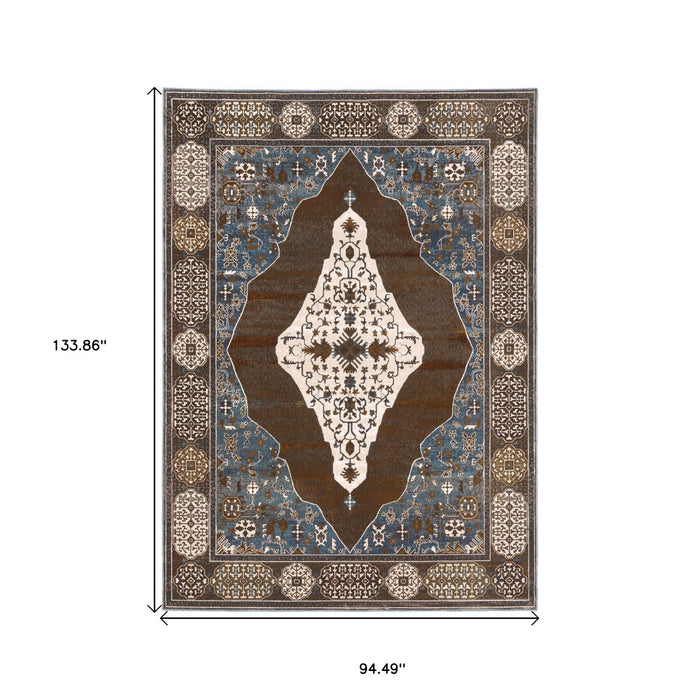 8' X 11' Medallion Area Rug - Gray / Blue