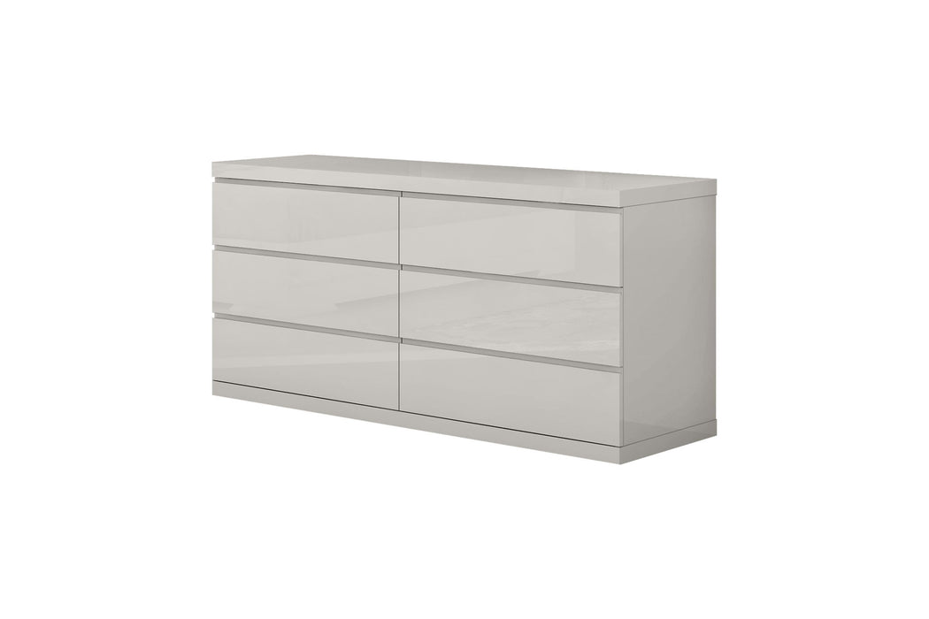 63" Wood Six Drawer Double Dresser For Bedroom - Gray