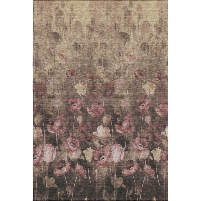 10' X 14' Floral Washable Area Rug With UV Protection (678197) - Taupe / Pink / Beige