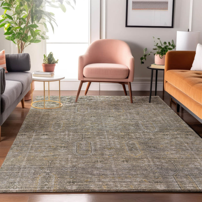 10' X 14' Southwestern Washable Area Rug With UV Protection - Taupe