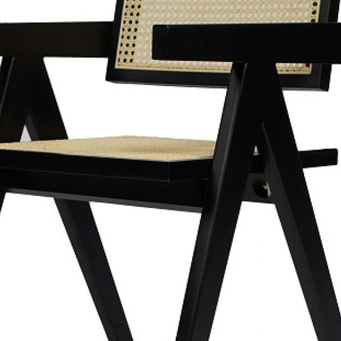 Wood Open Back Dining Arm Chair - Natural / Black