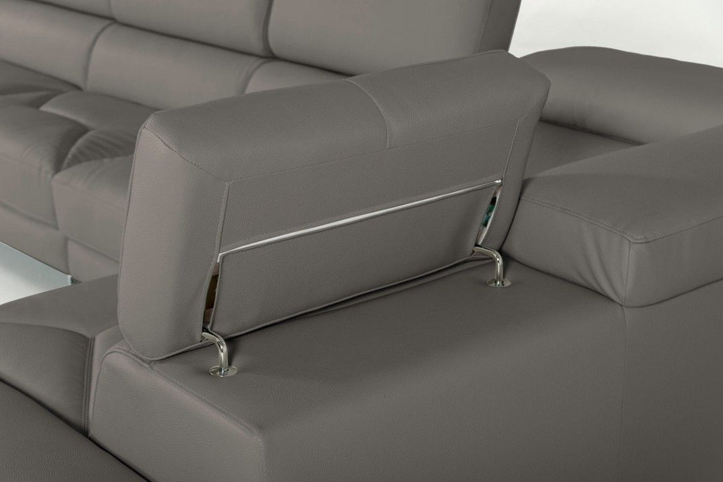 Leather Match Stationary L Shaped Two Piece Sofa Chaise - Gray