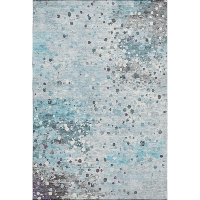 10' X 14' Abstract Washable Area Rug With UV Protection (710777) - Teal / Gray / Ivory